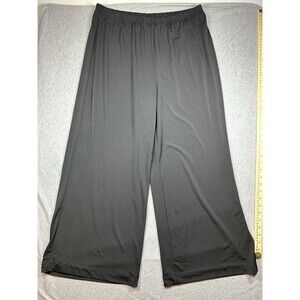 Bob Mackie Size Petite Large Flat Waist Wide-Leg‎ Pants Black
